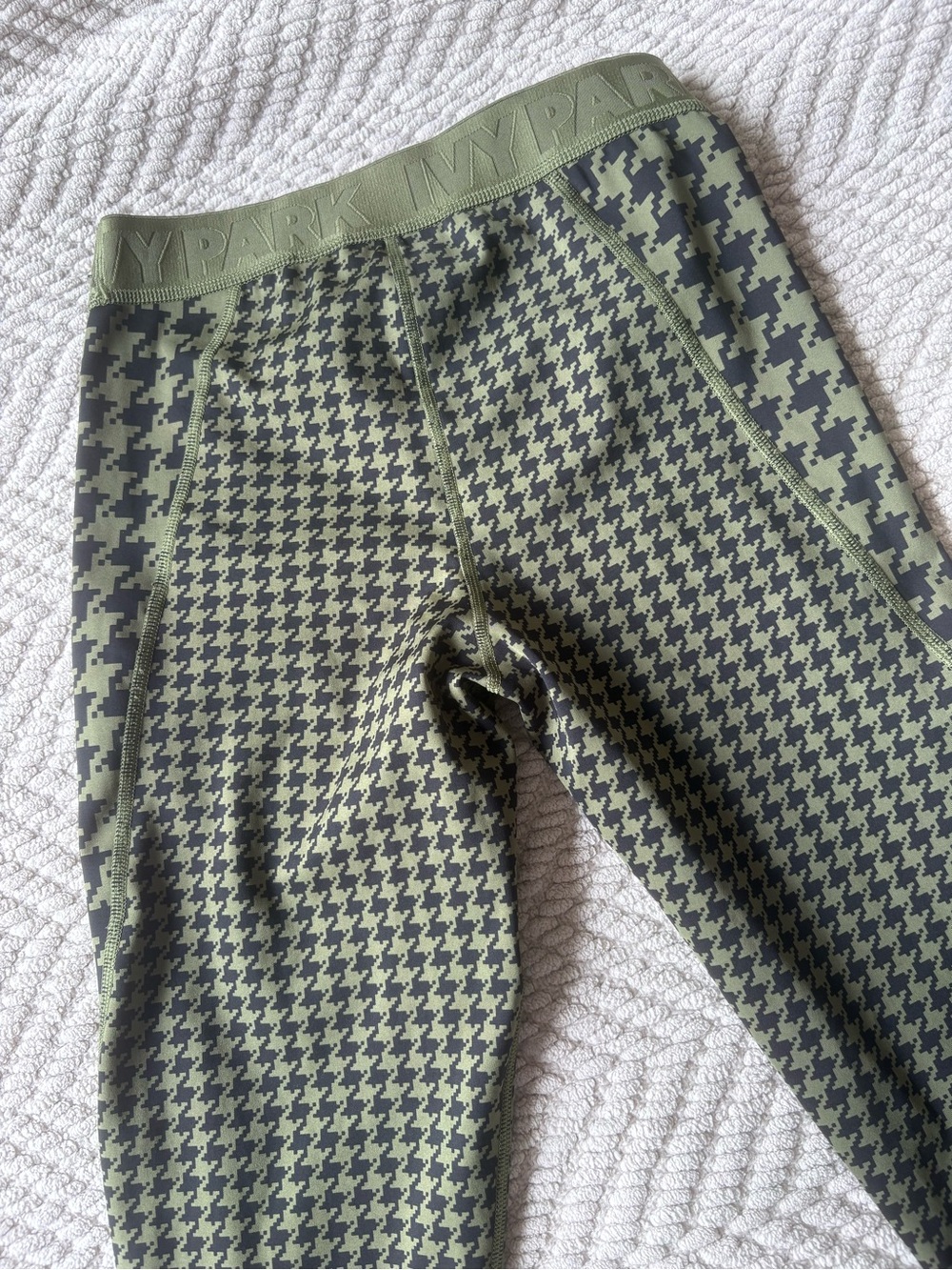 adidas Olive Green and Black Houndstooth Leggings